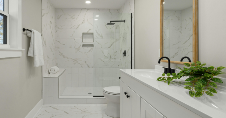 bathroom after being constructed, cleaned by professionals with a post-construction cleaning service