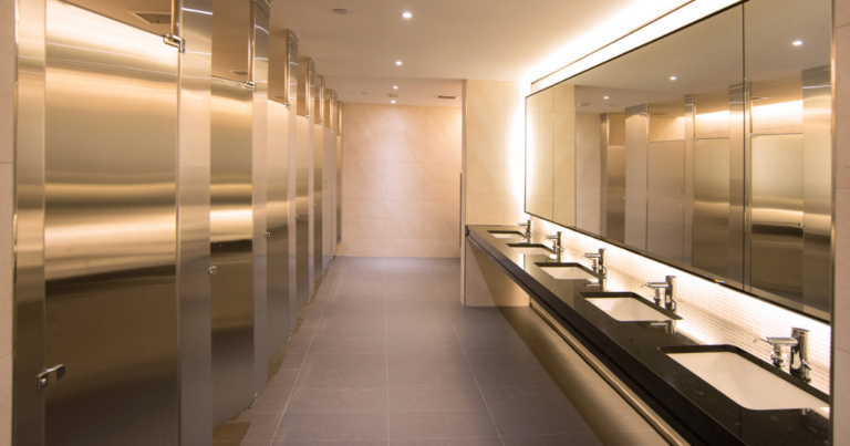 Office bathroom after a cleaning service