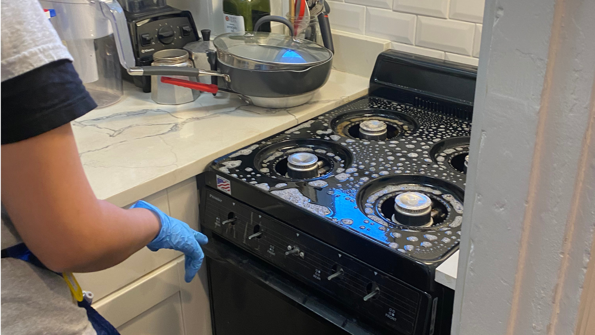 Kitchen during a professional deep cleaning service